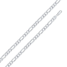 Load image into Gallery viewer, Italian Solid Sterling Silver Figaro Link Chain 180 - 7mm Nickel Free Necklace with Lobster Claw Clasp Closure