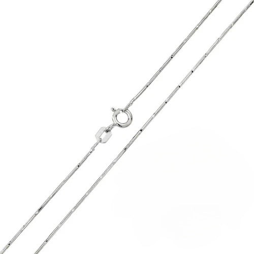 Italian Solid Sterling Silver Fancy 8 Sided Diamond Cut Snake Chain 020 - 0.7mm Elegant Nickel Free Necklace with Lobster Claw Clasp Closure