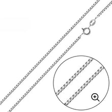 Load image into Gallery viewer, Sterling Silver Italian Solid Rhodium Plated Box Chain 015-0.8mm Nickel Free Necklace with Spring Ring Clasp Closure