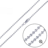 Sterling Silver Italian Solid Classy Round Bead/Ball Chain 180 - 1.8mm Nickel Free Necklace with Spring Clasp Closure