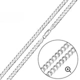 Sterling Silver Italian Solid Curb Link Chain 080 - 3mm Nickel Free Necklace with Lobster Claw Clasp Closure