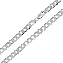 Load image into Gallery viewer, Sterling Silver Italian Solid Curb Link Chain 180 - 7mm Luxurious Nickel Free Necklace with Lobster Claw Clasp Closure