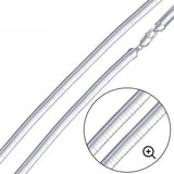 Sterling Silver Italian Solid Flat Omega Chain 3MM Luxurious Nickel Free Necklace with Lobster Claw Clasp Closure
