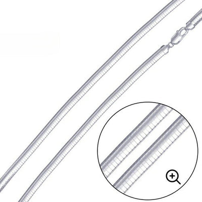 Sterling Silver Italian Solid Round Omega Chain 100 - 1mm Nickel Free Necklace with Lobster Claw Clasp Closure