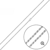 Italian Solid Sterling Silver Rope Chain 025 - 1.1MM Nickel Free Necklace with Lobster Claw Clasp Closure