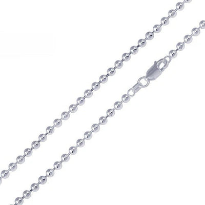 Sterling Silver Italian Bead 400-4mm Chain with Lobster Clasp Closure