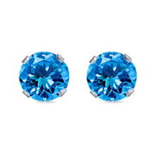 Load image into Gallery viewer, Sterling Silver Rhodium Plated Round Cut Stud Earring Set on Basket Prong Setting with Friction Back Post 4mm