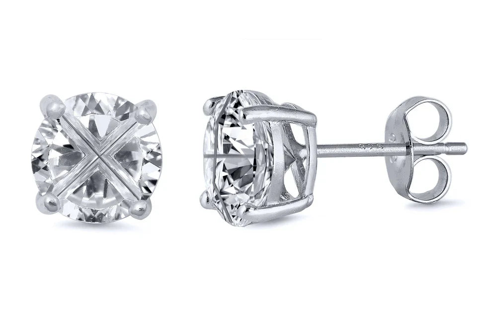 Sterling Silver Round Invisible Casting Stud Earrings
