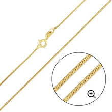 Load image into Gallery viewer, Italian Sterling Silver Gold Plated Slash Round Snake Chain 0.8 MM with Spring Clasp Closure