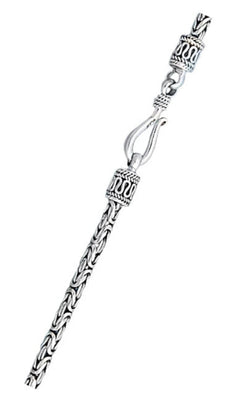 Sterling Silver Oxidized 3mm Byzantine Bali Necklace