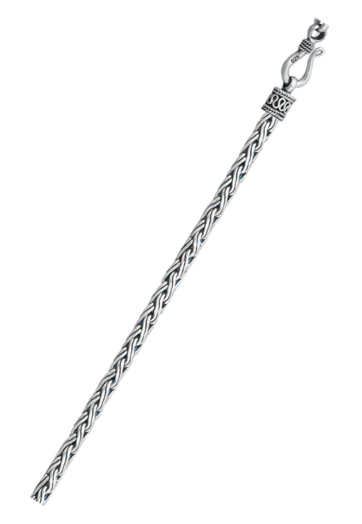 Sterling Silver Oxidized 3.6mm Weave Bali Chain