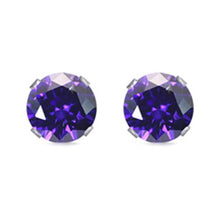 Load image into Gallery viewer, Sterling Silver Rhodium Plated Round Cut Stud Earring Set on Basket Prong Setting with Friction Back Post 6mm