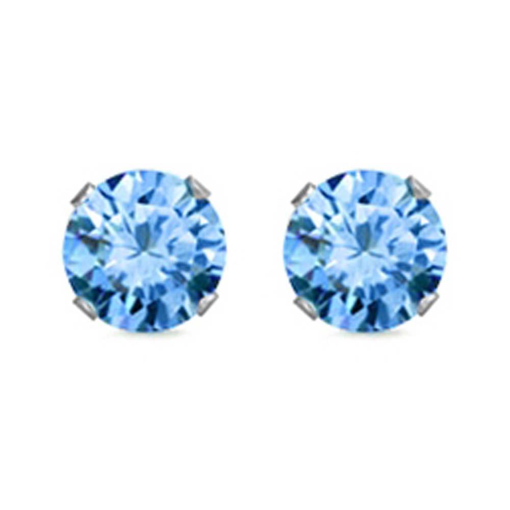 Sterling Silver Rhodium Plated Round Cut Stud Earring Set on Basket Prong Setting with Friction Back Post 10mm