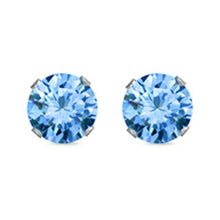 Load image into Gallery viewer, Sterling Silver Rhodium Plated Round Cut Stud Earring Set on Basket Prong Setting with Friction Back Post 10mm