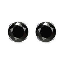 Load image into Gallery viewer, Sterling Silver Rhodium Plated Round Cut Stud Earring Set on Basket Prong Setting with Friction Back Post 8mm