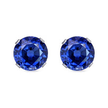 Load image into Gallery viewer, Sterling Silver Rhodium Plated Round Cut Stud Earring Set on Basket Prong Setting with Friction Back Post 10mm