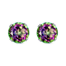 Load image into Gallery viewer, Sterling Silver Rhodium Plated Round Cut Stud Earring Set on Basket Prong Setting with Friction Back Post 5mm