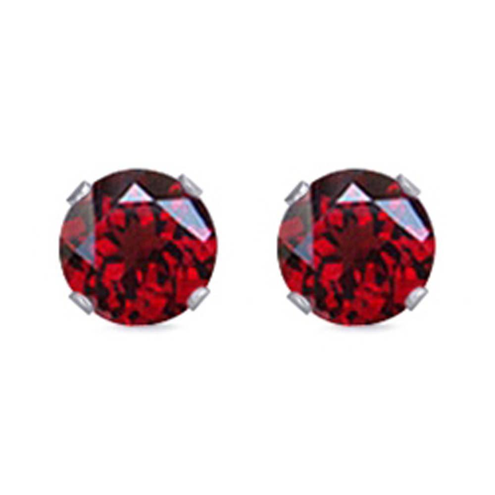 Sterling Silver Rhodium Plated Round Cut Stud Earring Set on Basket Prong Setting with Friction Back Post 5mm