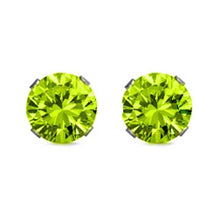 Load image into Gallery viewer, Sterling Silver Rhodium Plated Round Cut Stud Earring Set on Basket Prong Setting with Friction Back Post 8mm