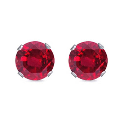 Sterling Silver Rhodium Plated Round Cut Stud Earring Set on Basket Prong Setting with Friction Back Post 7mm