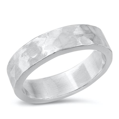 Sterling Silver Oxidized Hammered Band Ring
