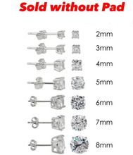 Load image into Gallery viewer, Sterling Silver Rhodium Plated Round Basket Clear CZ Stud Earring (Sold without Pad)